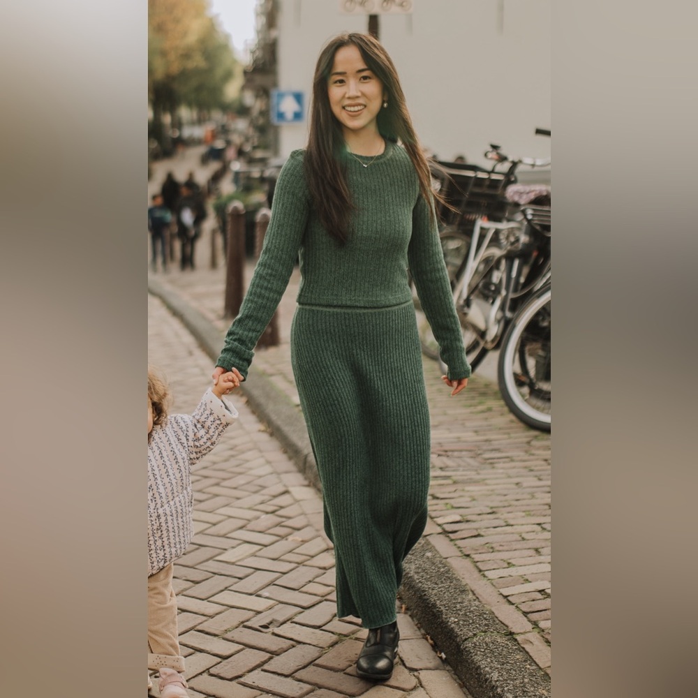 Arket Green Knit Co-ord Top and Skirt